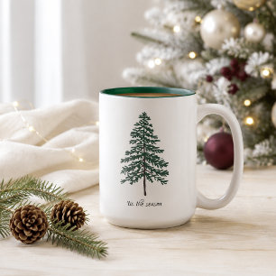 Minimalistische Kerstboom Mok – Aanpasbare Tekst