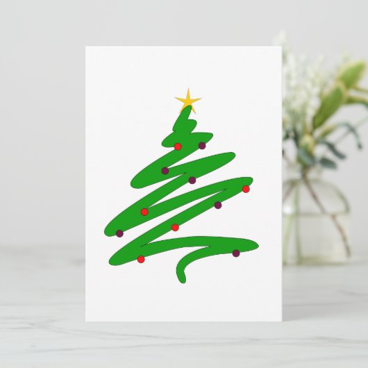 Minimalistische kerstboom plat vakantie Kaart (Staand voorkant)