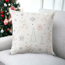 Minimalistische kerstboom rendieren geschenk lijn  kussen
