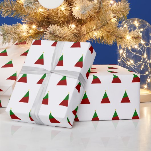 Minimalistische kerstboom rood groen cadeaupapier (Feestdagen)