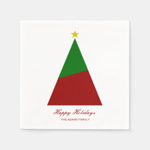 Minimalistische kerstboom rood groen servet
