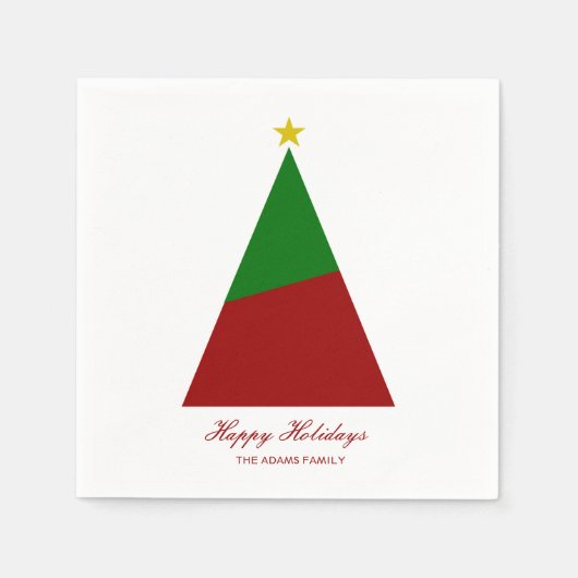 Minimalistische kerstboom rood groen servet (Voorkant)