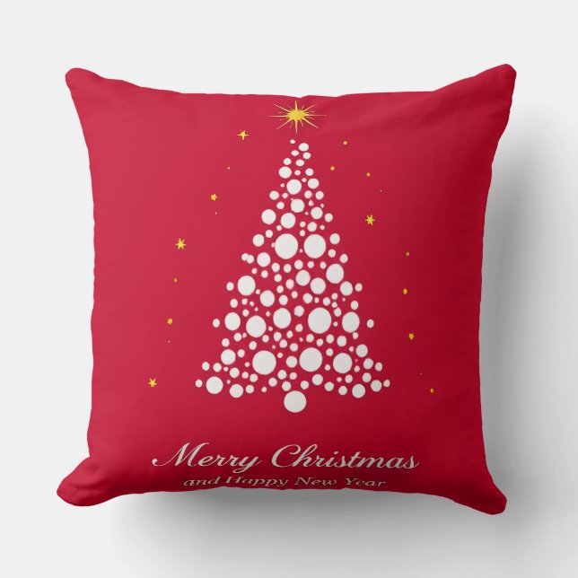 Minimalistische kerstboomillustratie kussen (Voorkant)
