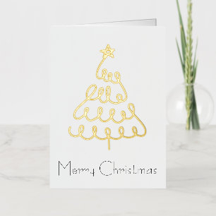 Minimalistische kerstboomkaart in goud folie wenskaart