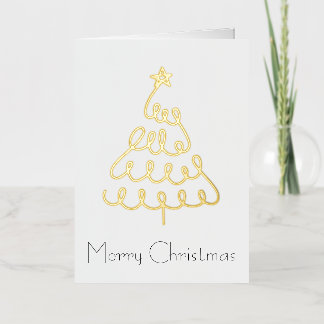 Minimalistische kerstboomkaart in goud folie wenskaart