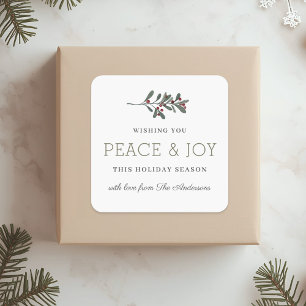 Minimalistische Kerstcadeau van Vrede en Vreugde Vierkante Sticker