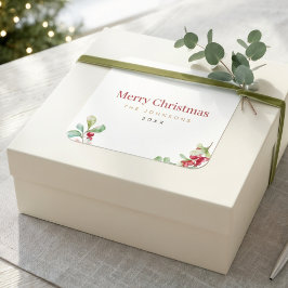 Minimalistische kerstcadeau verpakking sticker