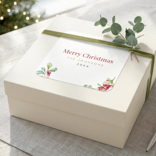 Minimalistische kerstcadeau verpakking sticker
