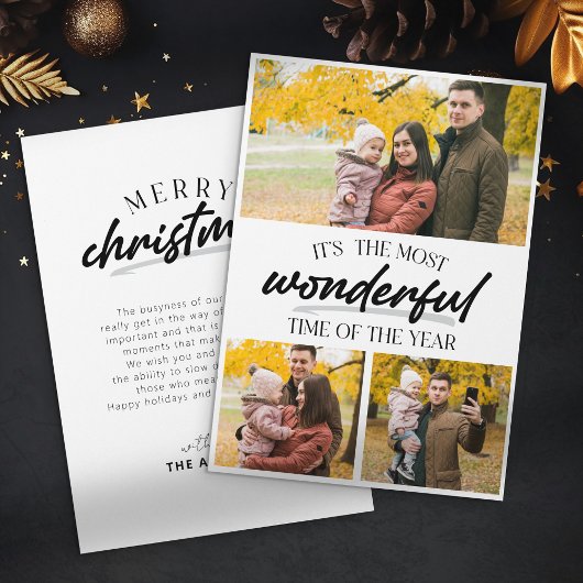Minimalistische Kerstfamilie 3 Fotocollage Feestdagenkaart
