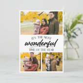 Minimalistische Kerstfamilie 3 Fotocollage Feestdagenkaart (Staand voorkant)