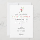 Minimalistische Kerstfeest Uitnodiging Holly (Voorkant)