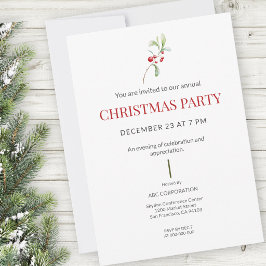 Minimalistische Kerstfeest Uitnodiging Holly