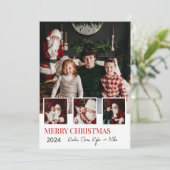 Minimalistische kerstfoto kaart met 4 foto's (Staand voorkant)