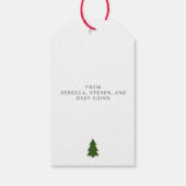 Minimalistische kerstfoto-labels met kerstboom-ach cadeaulabel (Achterkant)