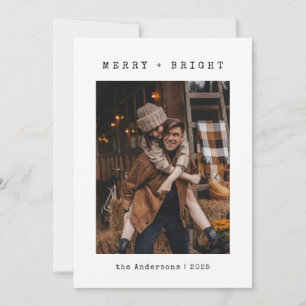 Minimalistische Kerstfoto van het gezin Merry & Br Feestdagenkaart