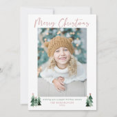 Minimalistische kerstfoto's met roze bomen feestdagenkaart (Voorkant)