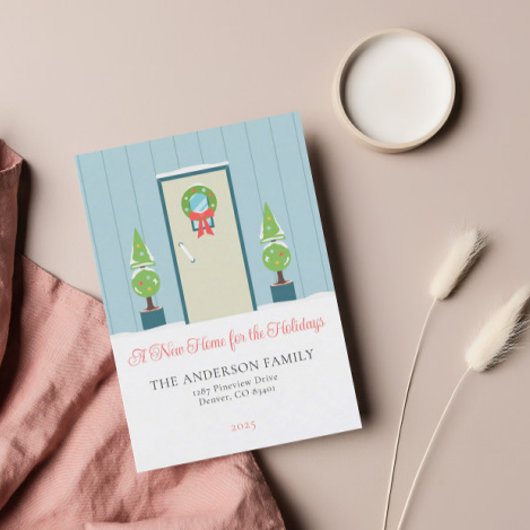 Minimalistische kerstfront verhuisbericht feestdagenkaart