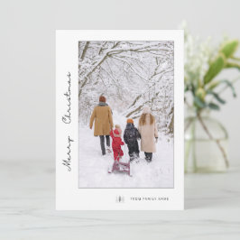 Minimalistische kerstgroet aangepaste familiefoto feestdagenkaart