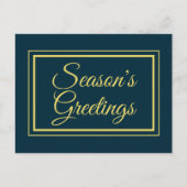 Minimalistische kerstgroet Blauw Goud Kerstmis Feestdagenkaart (Voorkant)