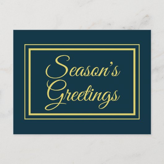 Minimalistische kerstgroet Blauw Goud Kerstmis Feestdagenkaart (Voorkant)