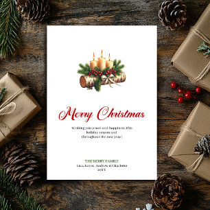 Minimalistische kerstkaarsen houten blok kaart