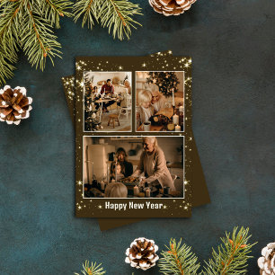 Minimalistische kerstkaart met 3 foto's collage