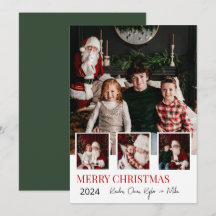 Minimalistische kerstkaart met 4 foto's