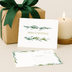 Minimalistische Kerstkaart met dennentak Briefkaart