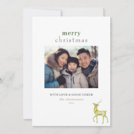Minimalistische Kerstkaart met één foto van een re