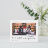 Minimalistische Kerstkaart met familiefoto (Staand voorkant)