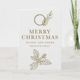 Minimalistische kerstkaart met gouden typografie kaart