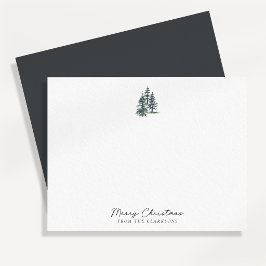 Minimalistische kerstkaart met groene dennenbomen kaart