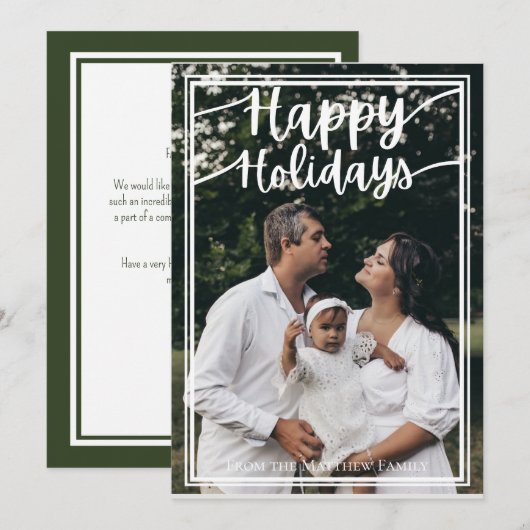 Minimalistische kerstkaart met sjabloon voor famil (Voorkant / Achterkant)