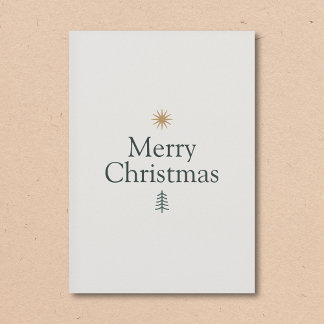 Minimalistische kerstkaart met ster en boom