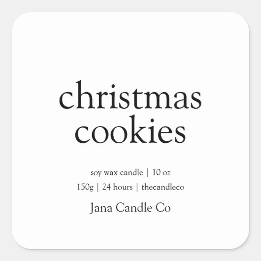 Minimalistische kerstkoekjes kaars label | Modern (Voorkant)