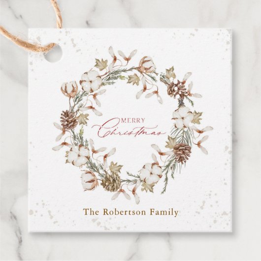 Minimalistische kerstkrans bedankjes labels (Voorkant)