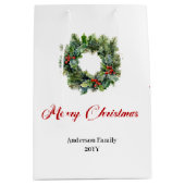 Minimalistische kerstkrans cadeautas rood groen (Voorkant)