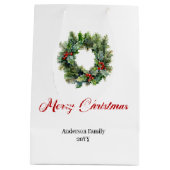 Minimalistische kerstkrans cadeautas rood groen (Achterkant)