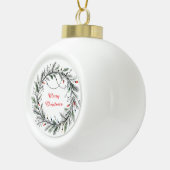 Minimalistische kerstkrans en -verlichting keramische bal ornament (Rechts)