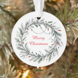 Minimalistische kerstkrans en -verlichting ornament