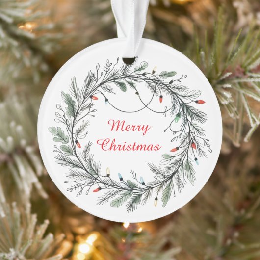 Minimalistische kerstkrans en -verlichting ornament (Boom)