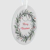 Minimalistische kerstkrans en -verlichting ornament (voorkant)