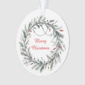 Minimalistische kerstkrans en -verlichting ornament (voorkant)