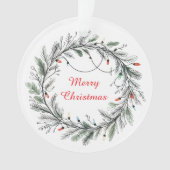 Minimalistische kerstkrans en -verlichting ornament (voorkant)