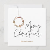 Minimalistische kerstkrans feestdagenkaart (Voorkant)