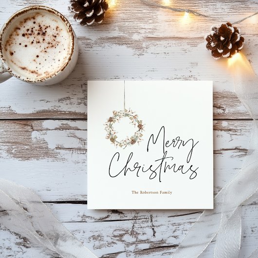 Minimalistische kerstkrans feestdagenkaart