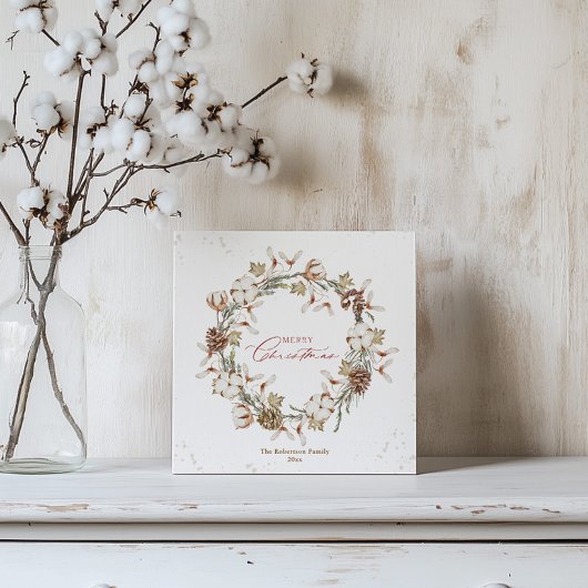 Minimalistische kerstkrans feestdagenkaart