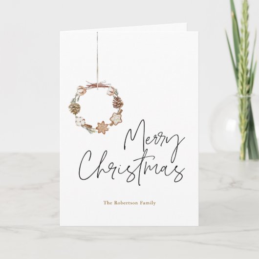Minimalistische kerstkrans kaart (Voorkant)