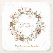 Minimalistische kerstkrans kartonnen onderzetters (Voorkant)