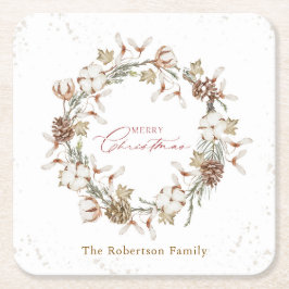 Minimalistische kerstkrans kartonnen onderzetters